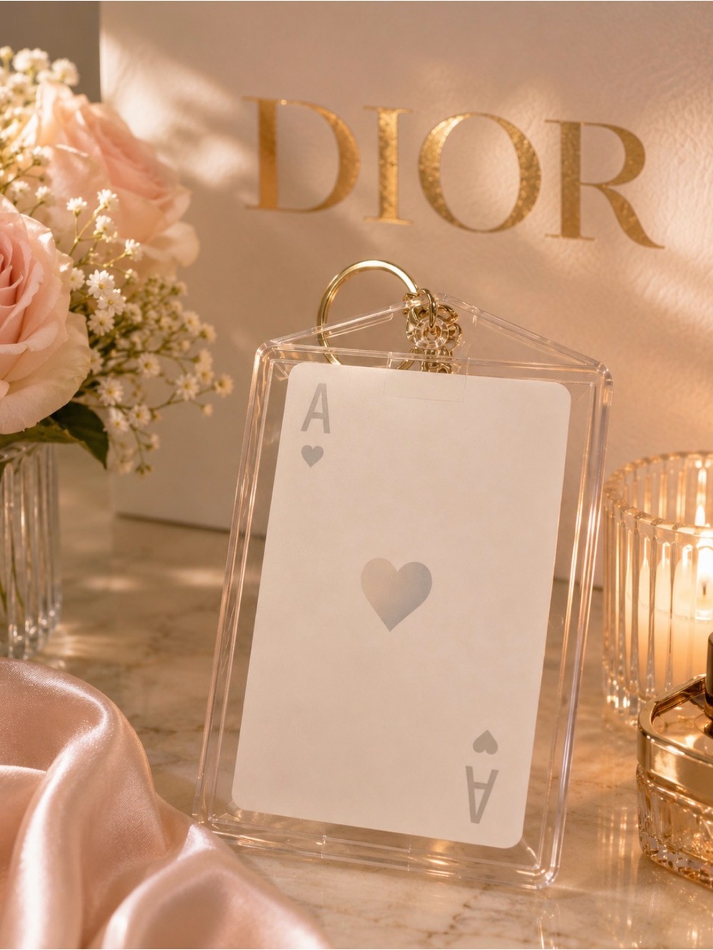 Dior JOY Card w Holder Key Ring - Ace of Hearts